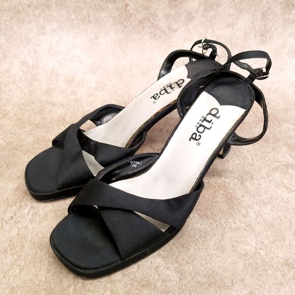 Diba East Womens Size 7.5 Black Fabric Ankle Strap Open Toe 3" Heels Sandals - Picture 4 of 11